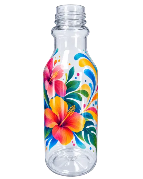 Decorated clear bottle
