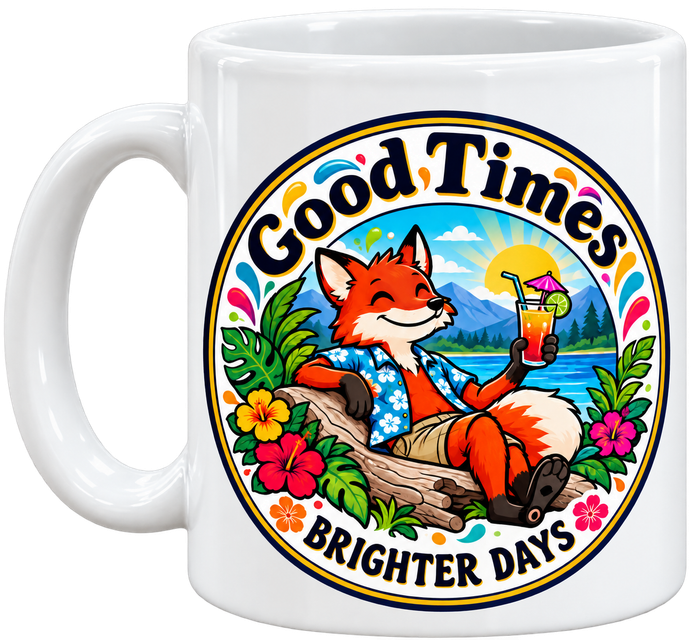 Printed handled mug with illustration