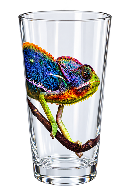 Printed tapered glass with artwork