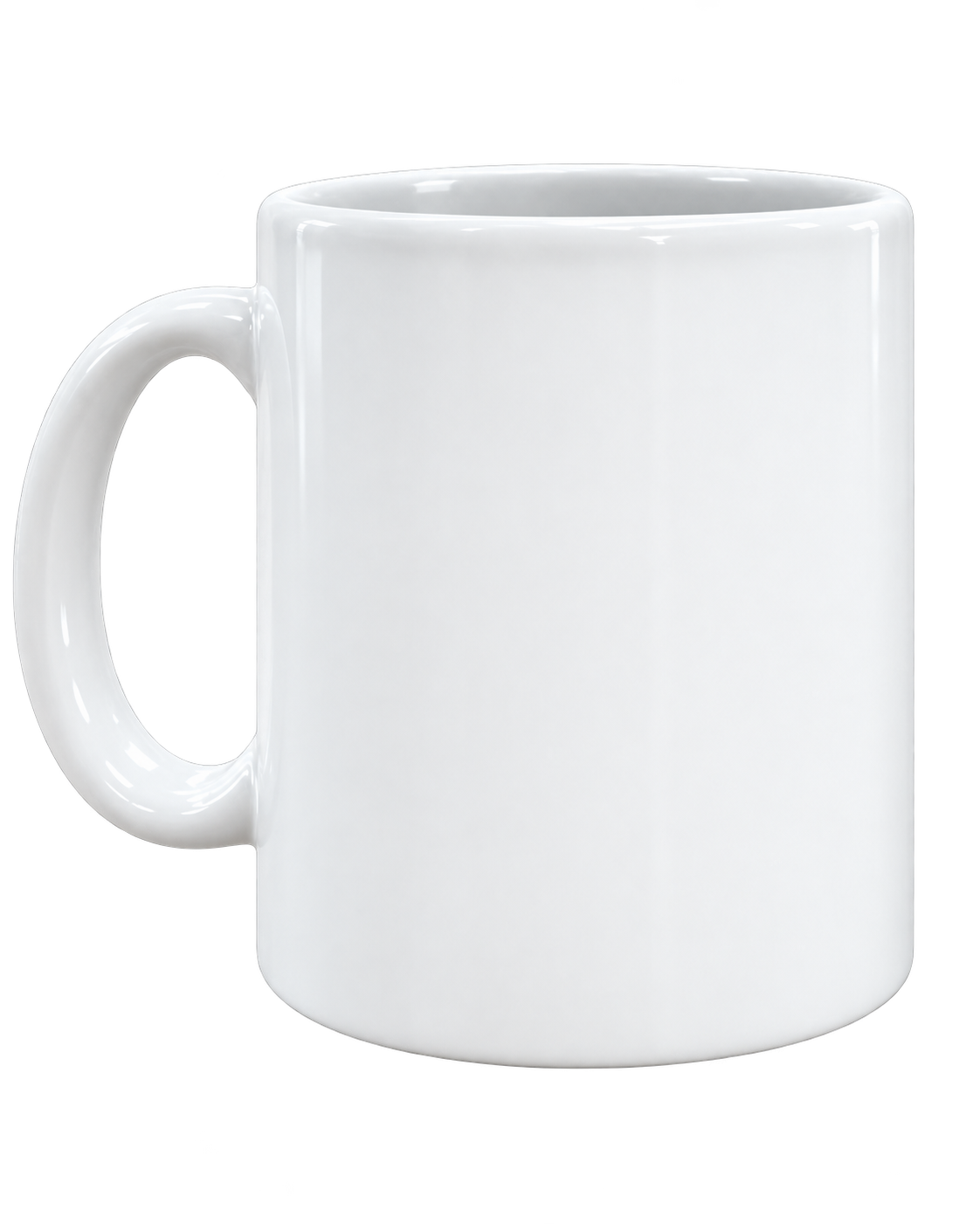 Blank white mug with fixed handle