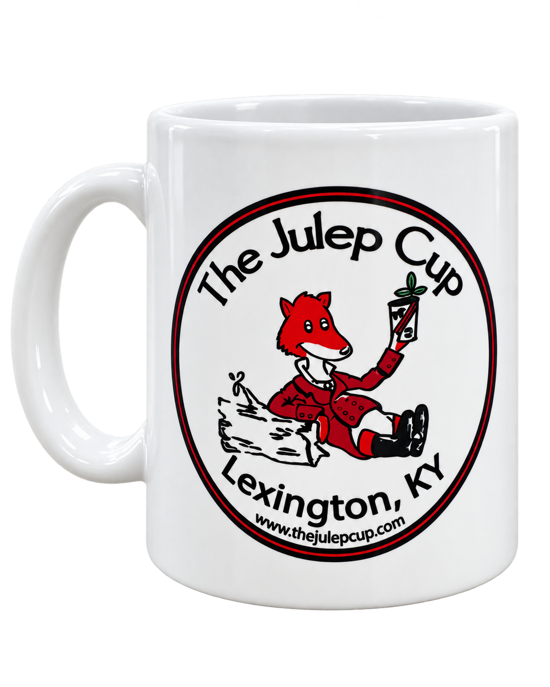 Decorated mug with fixed handle