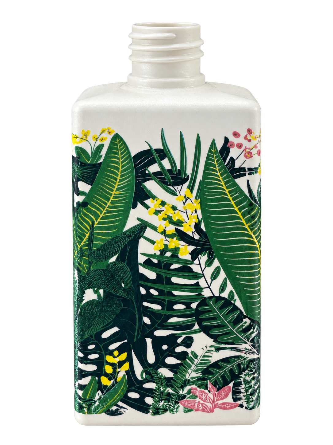 Decorated square plastic bottle