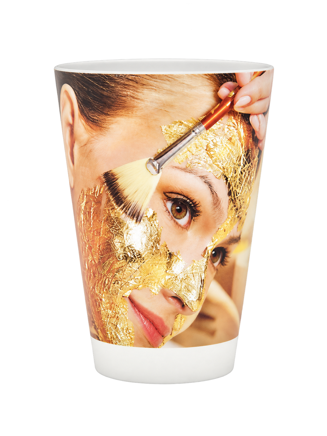 Decorated conical cup