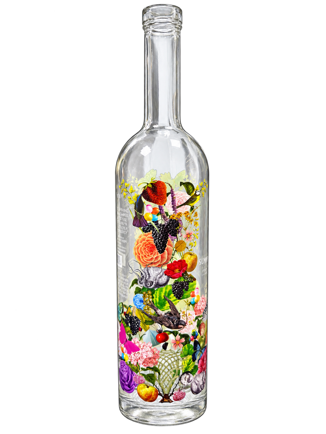Decorated glass bottle