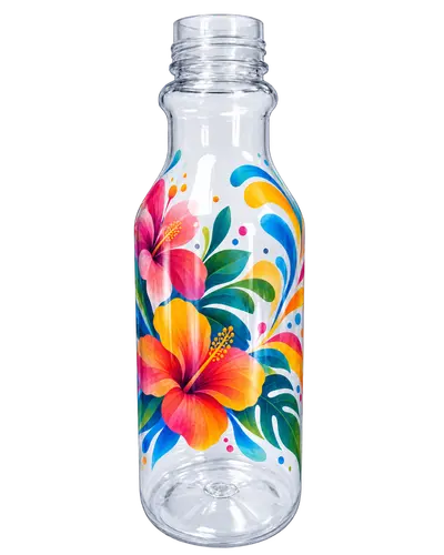 Decorated cylindrical bottle output