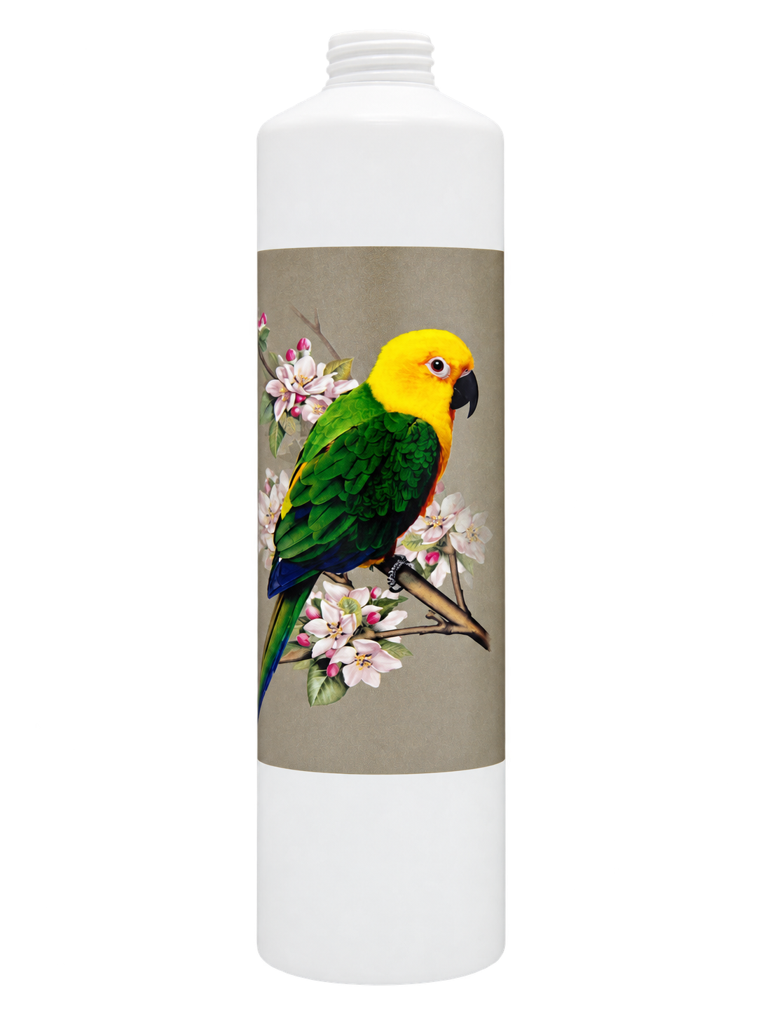 Printed white tube with botanical artwork